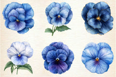 Blue Pansy Flower Clipart Bundle - CraftNest - Digital Crafting and Art