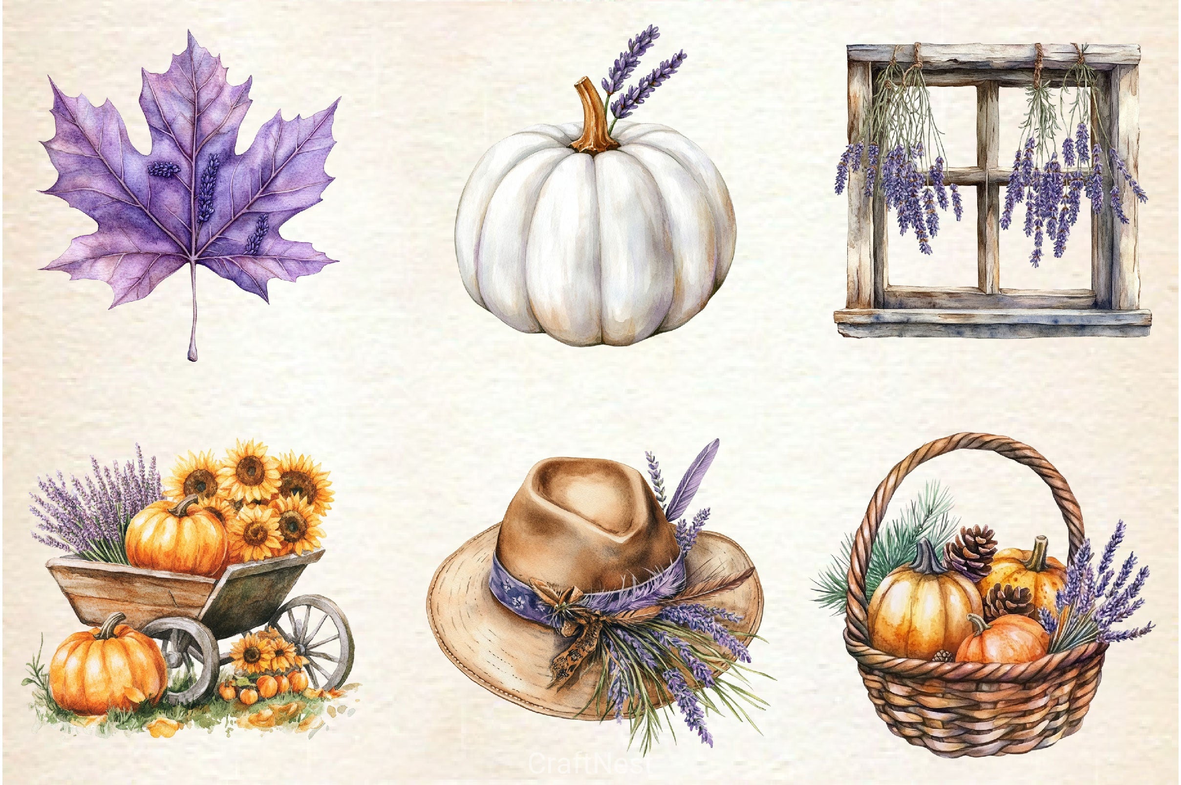 Lavender Fall Clipart Bundle 2 - CraftNest - Digital Crafting and Art