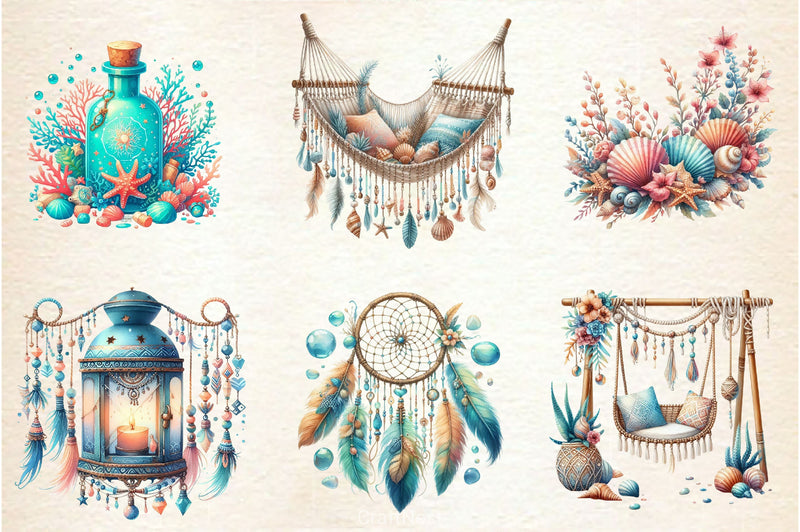 Ocean Boho Summer Clipart Bundle 2 - CraftNest - Digital Crafting and Art