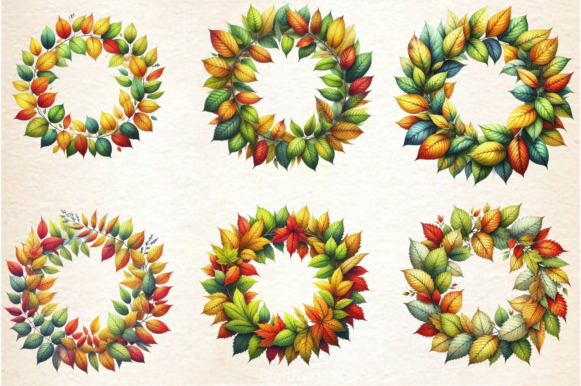 Crisp Leaf Wreath Clipart Bundle - CraftNest - Digital Crafting and Art