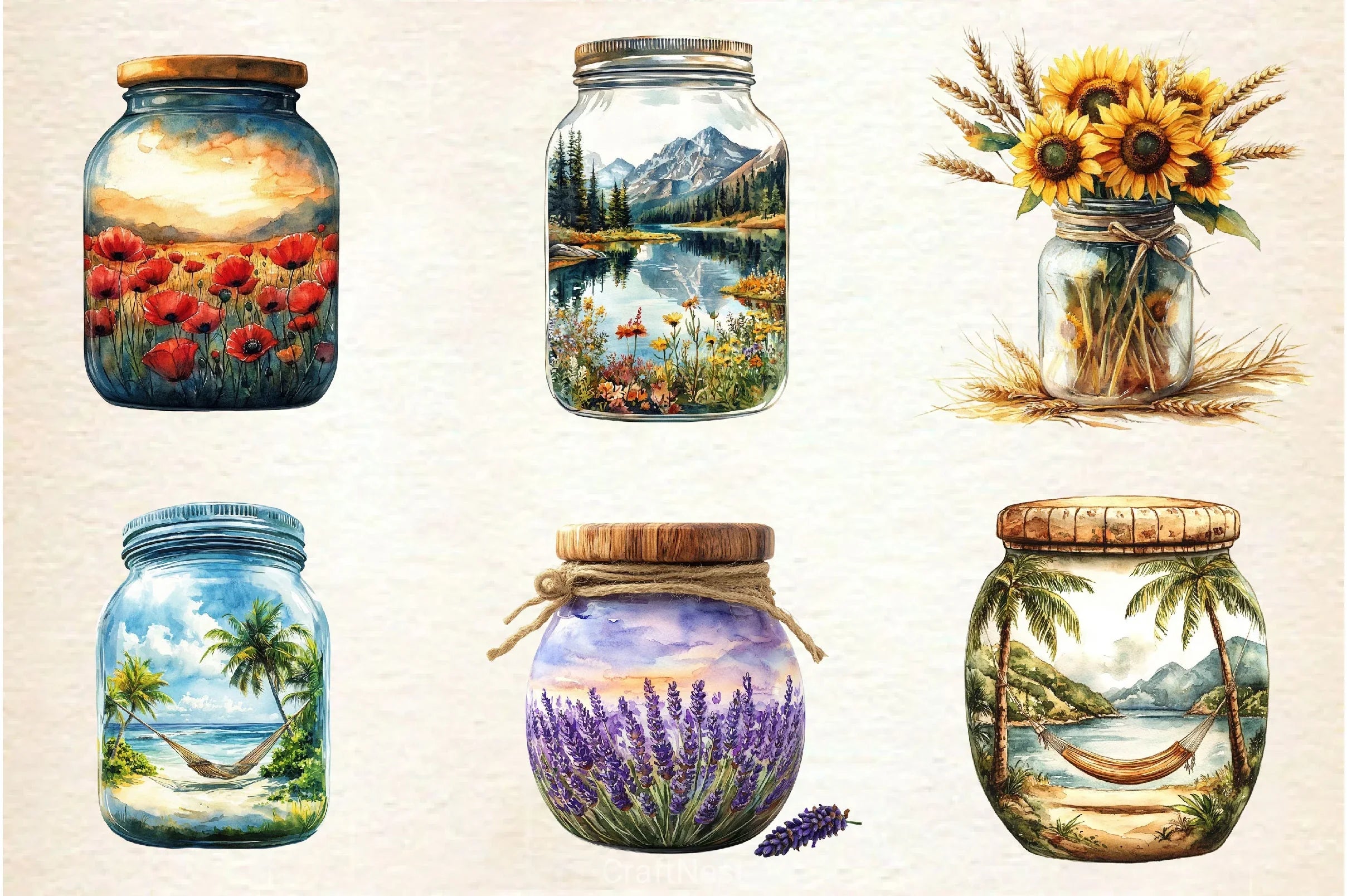Summer View In Jar Clipart Bundle - CraftNest - Digital Crafting and Art