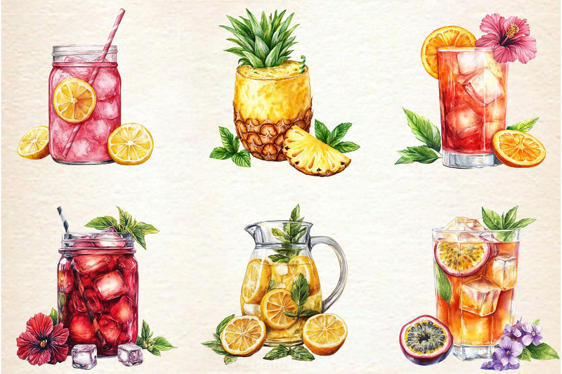 Tropical Beach Drink Summer Clipart Bundle - CraftNest - Digital Crafting and Art