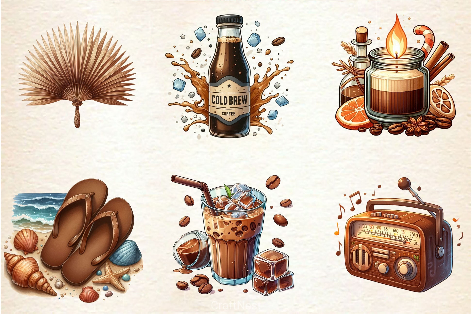 Brown Aesthetic Summer Clipart Bundle - CraftNest - Digital Crafting and Art