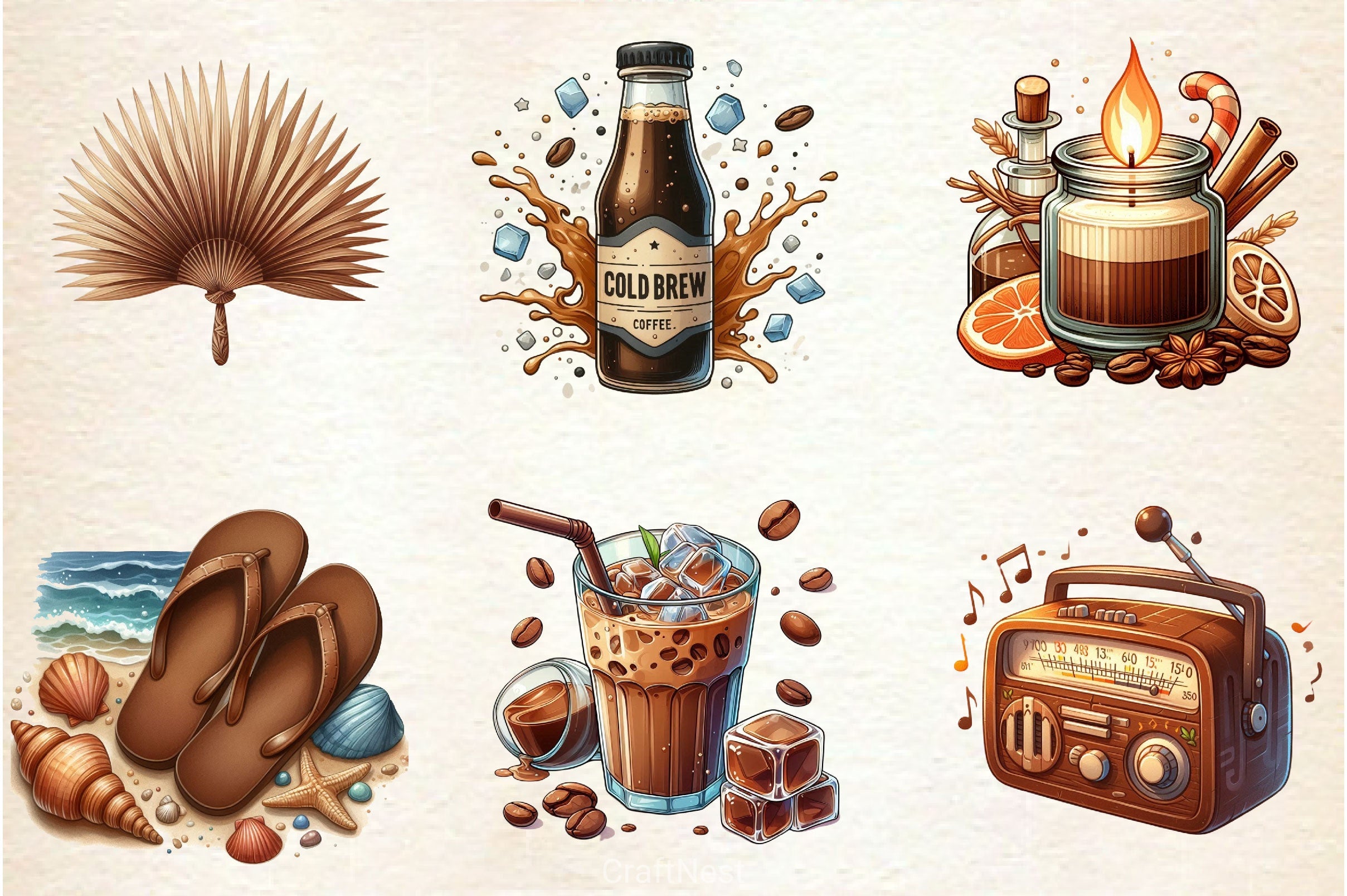 Brown Aesthetic Summer Clipart Bundle - CraftNest - Digital Crafting and Art