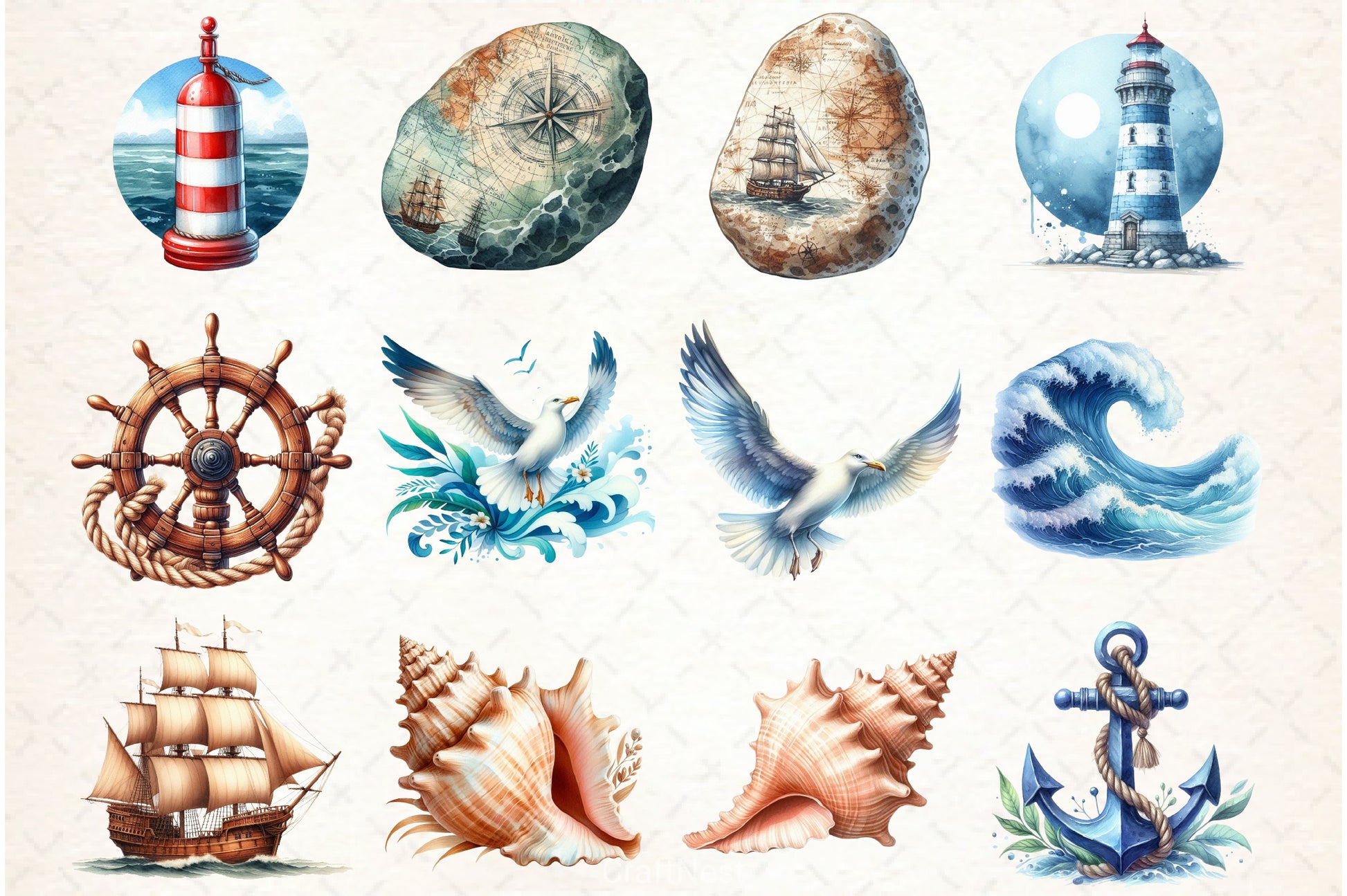 Nautical Summer Clipart Bundle 2 - CraftNest - Digital Crafting and Art