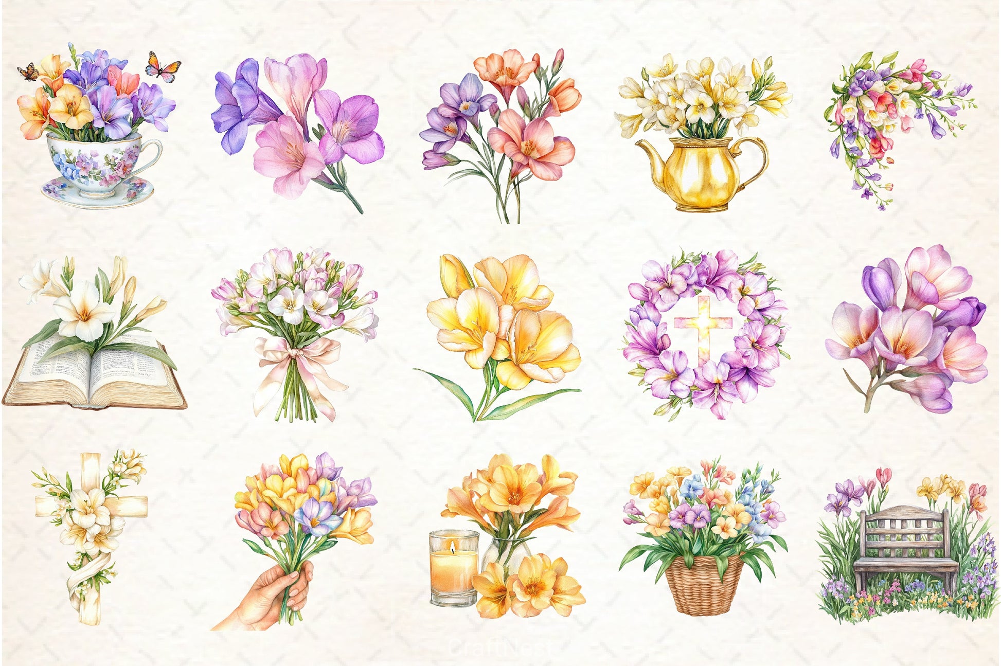 Freesia Mother's Day Clipart Bundle - CraftNest - Digital Crafting and Art