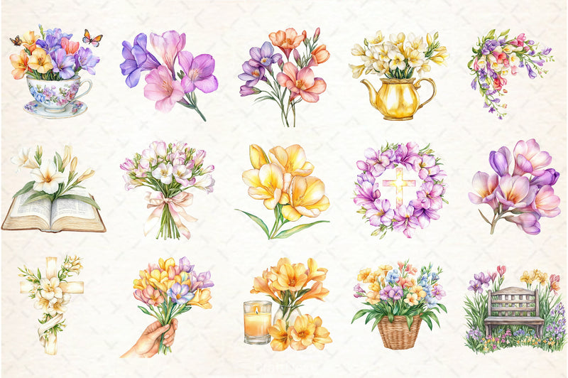 Freesia Mother's Day Clipart Bundle - CraftNest - Digital Crafting and Art