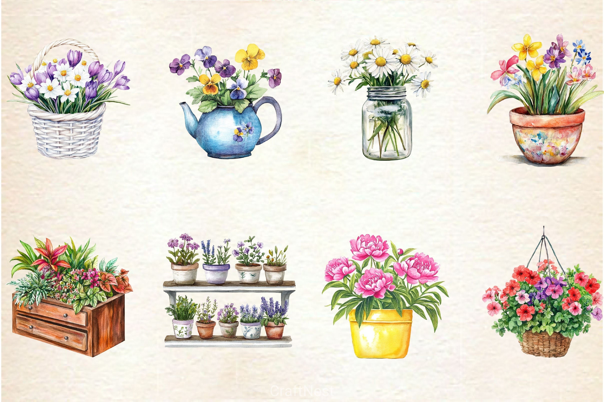 Spring Planters Clipart Bundle - CraftNest - Digital Crafting and Art