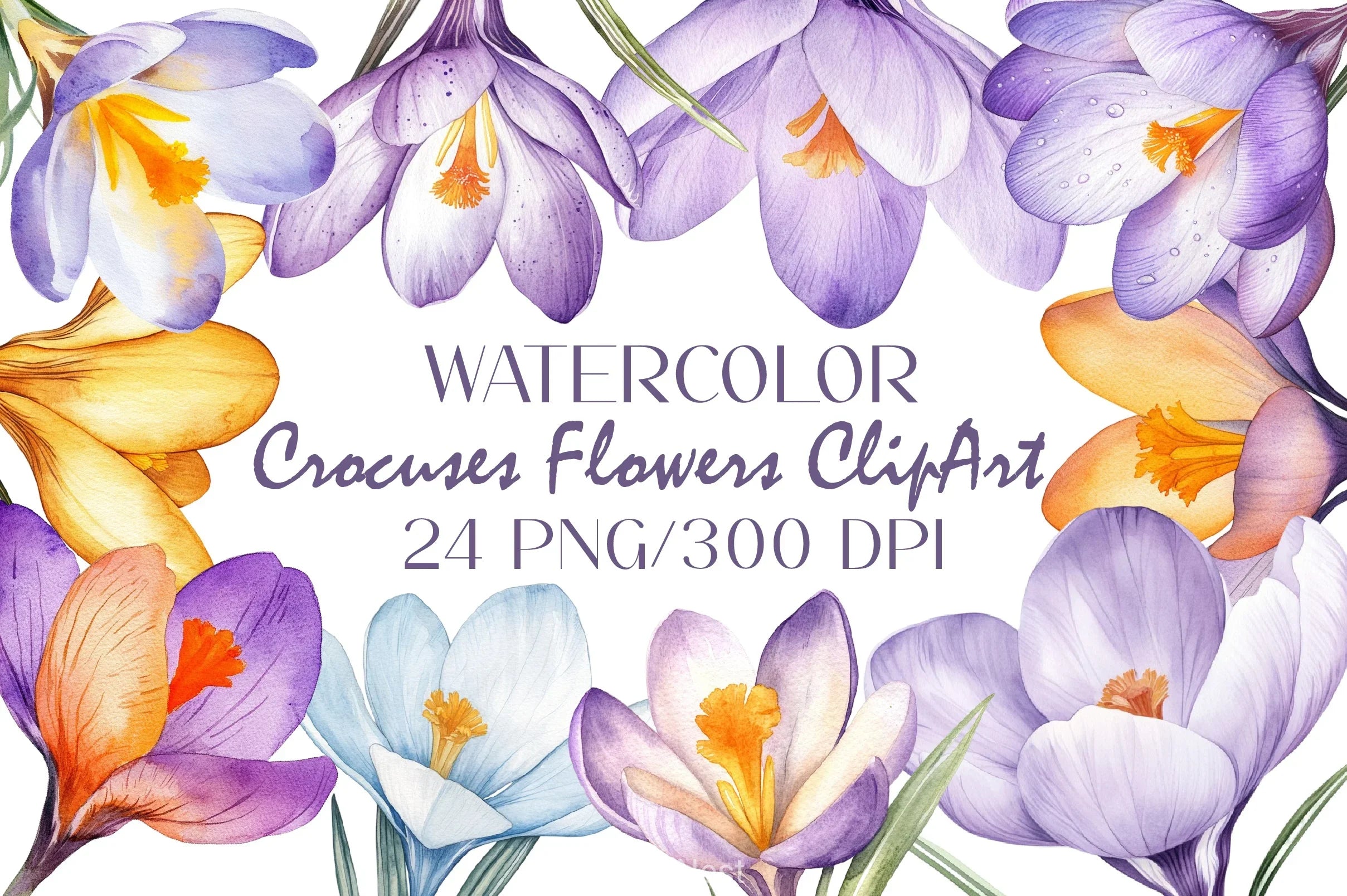 Crocuses Flowers Clipart Bundle - CraftNest - Digital Crafting and Art