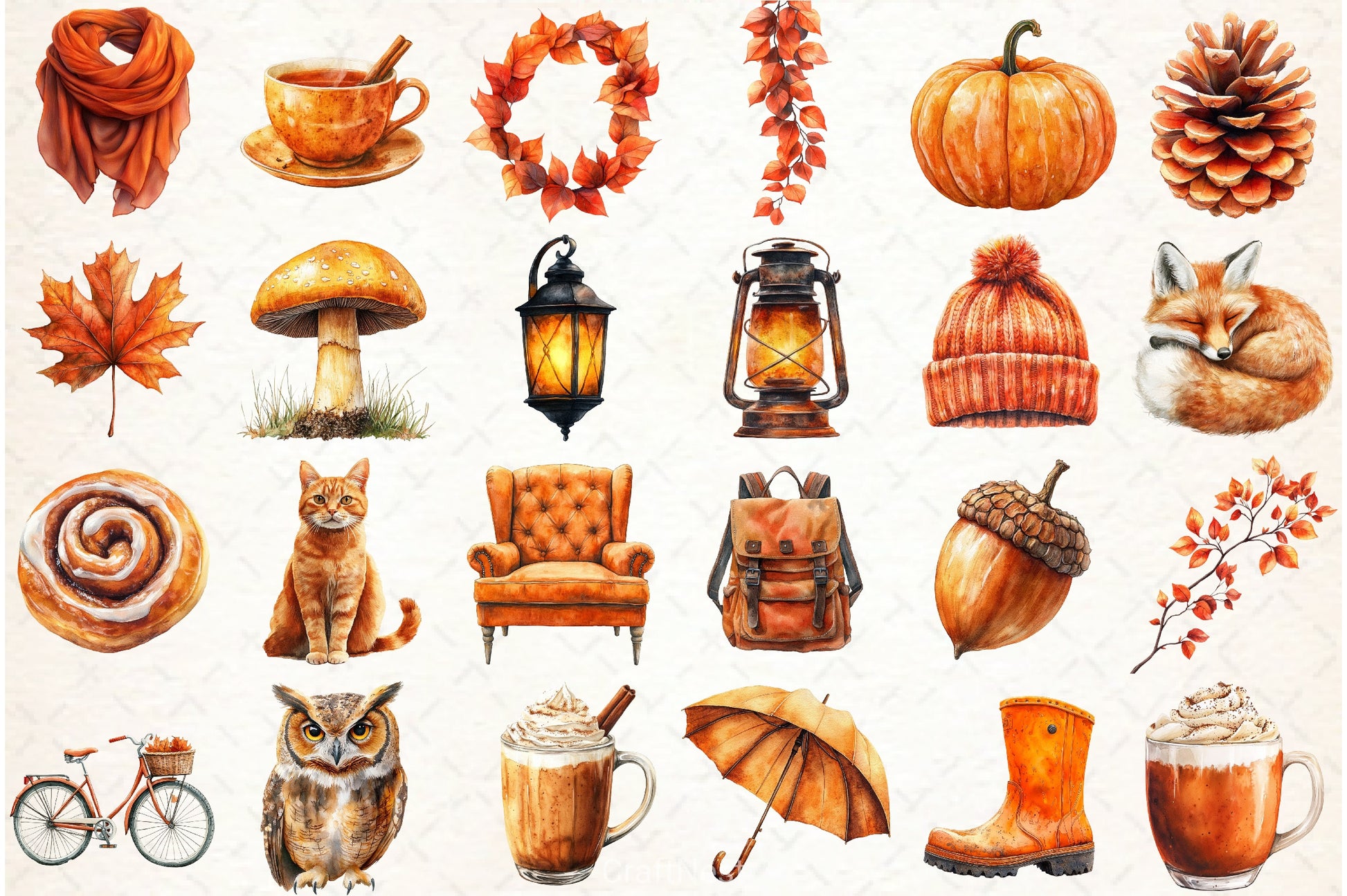 Burnt Orange Autumn Clipart Bundle - CraftNest - Digital Crafting and Art