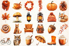 Burnt Orange Autumn Clipart Bundle - CraftNest - Digital Crafting and Art