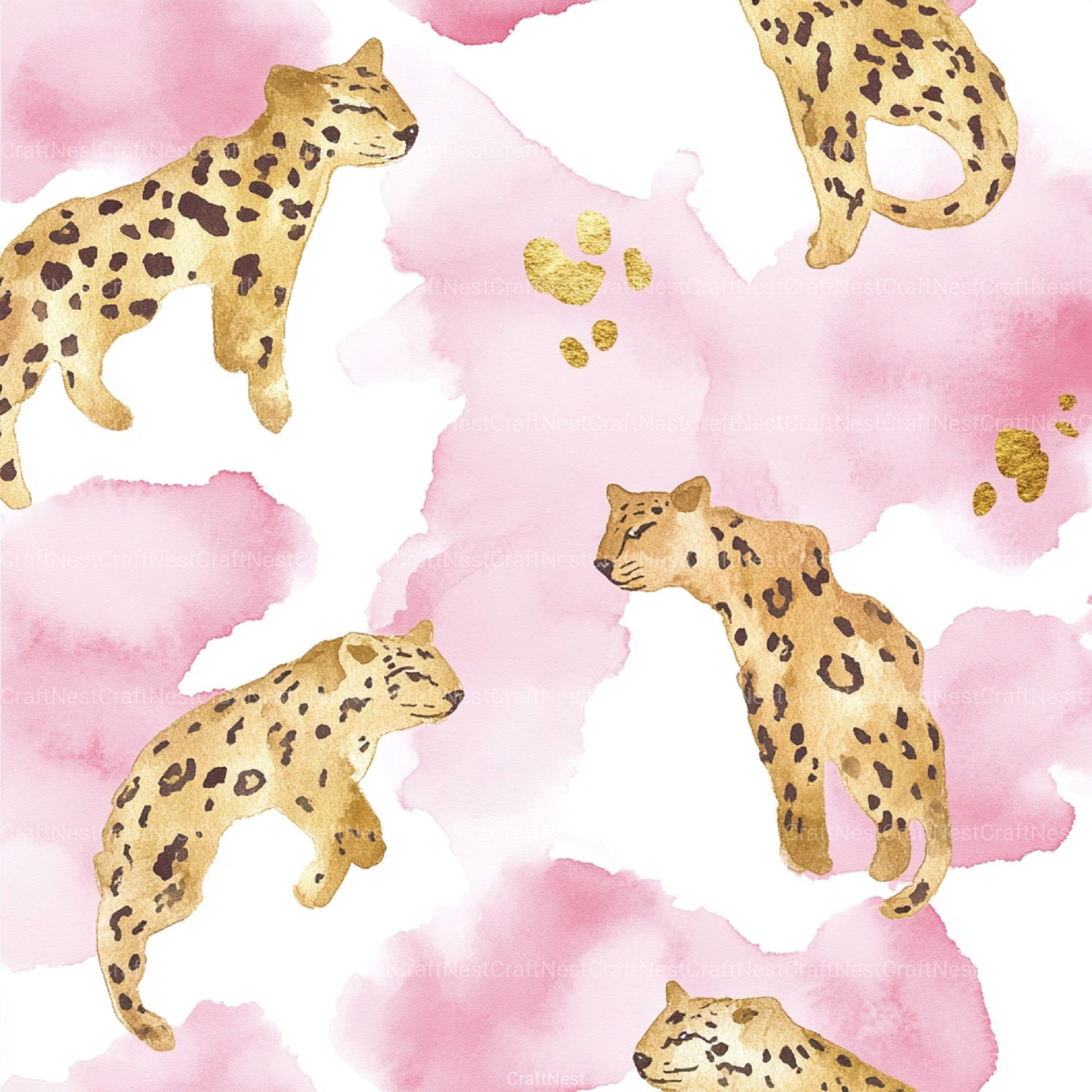 Pink and Gold Leopard Digital Paper 44 - CraftNest - Digital Crafting and Art