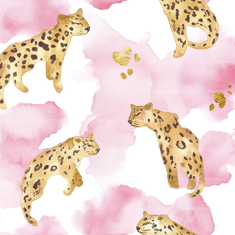 Pink and Gold Leopard Digital Paper 44 - CraftNest - Digital Crafting and Art