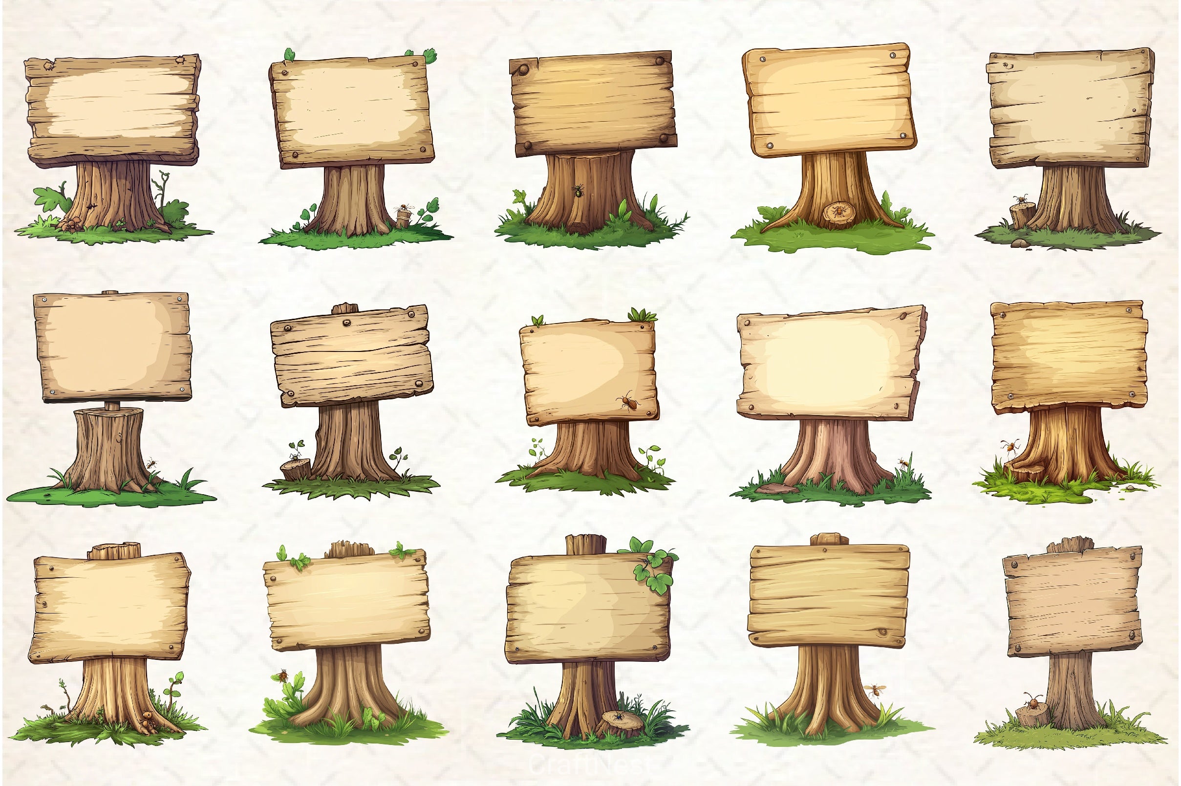 Wooden Sign Clipart Bundle 2 - CraftNest - Digital Crafting and Art