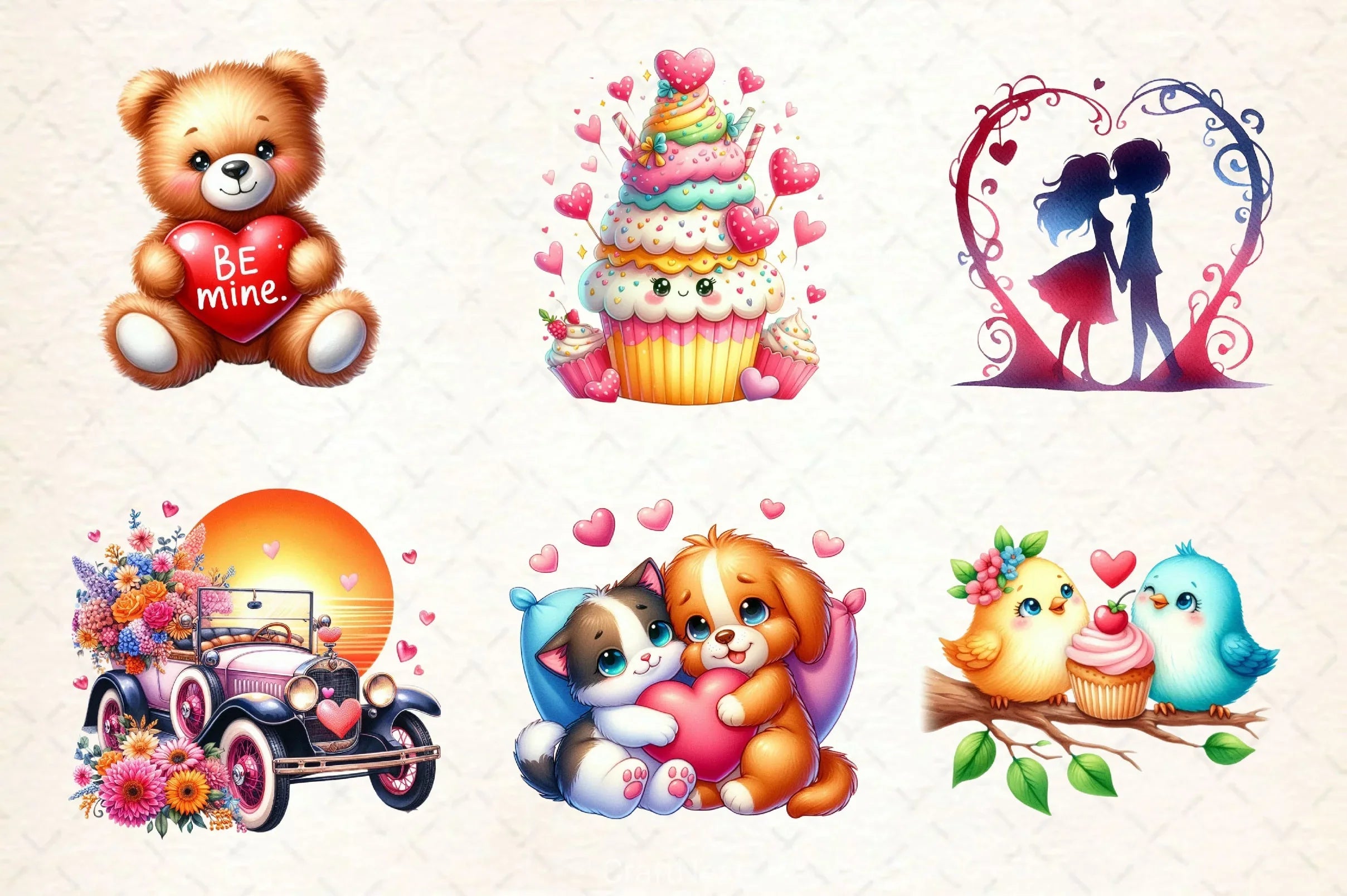 Retro Valentine's Clipart Bundle - CraftNest - Digital Crafting and Art