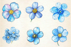 Forget Me Not Flower Bloom Clipart Bundle 2 - CraftNest - Digital Crafting and Art