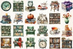 Autumn Library Clipart Bundle - CraftNest - Digital Crafting and Art