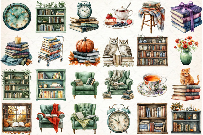 Autumn Library Clipart Bundle - CraftNest - Digital Crafting and Art