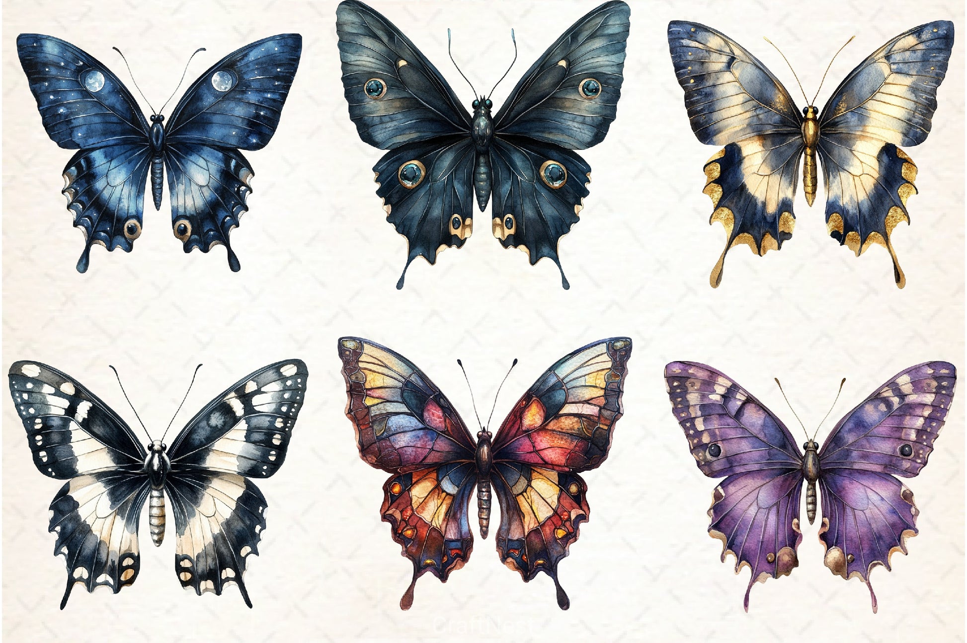 Gothic Butterfly Clipart Bundle - CraftNest - Digital Crafting and Art