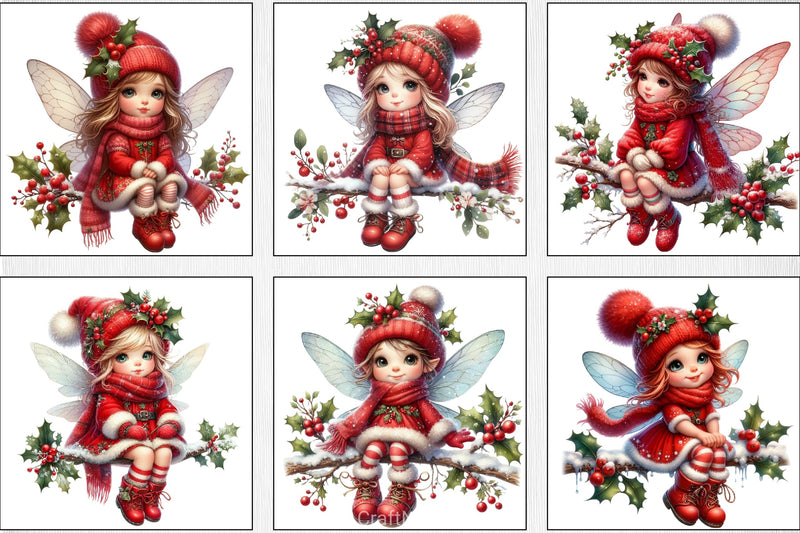 Cute Christmas Fairy Clipart Bundle - CraftNest - Digital Crafting and Art