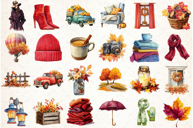 Burgundy Autumn Clipart Bundle 3 - CraftNest - Digital Crafting and Art