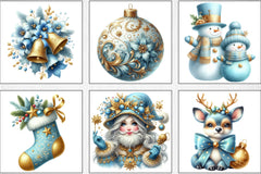 Light Blue & Gold Christmas Clipart Bundle - CraftNest - Digital Crafting and Art