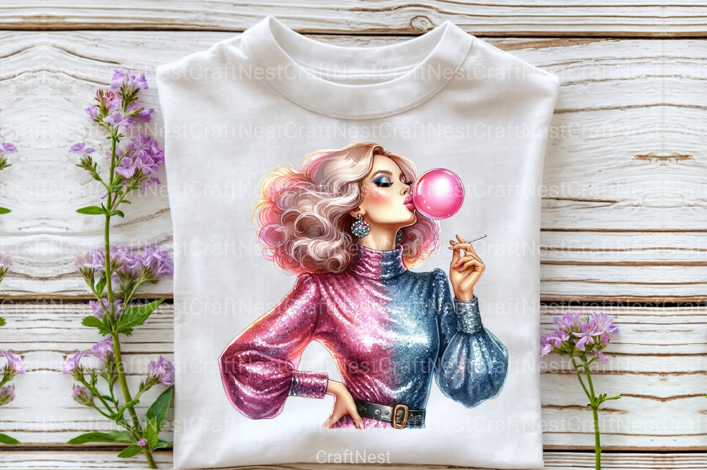 Funny Retro Pinup Girl Clipart Bundle - CraftNest - Digital Crafting and Art