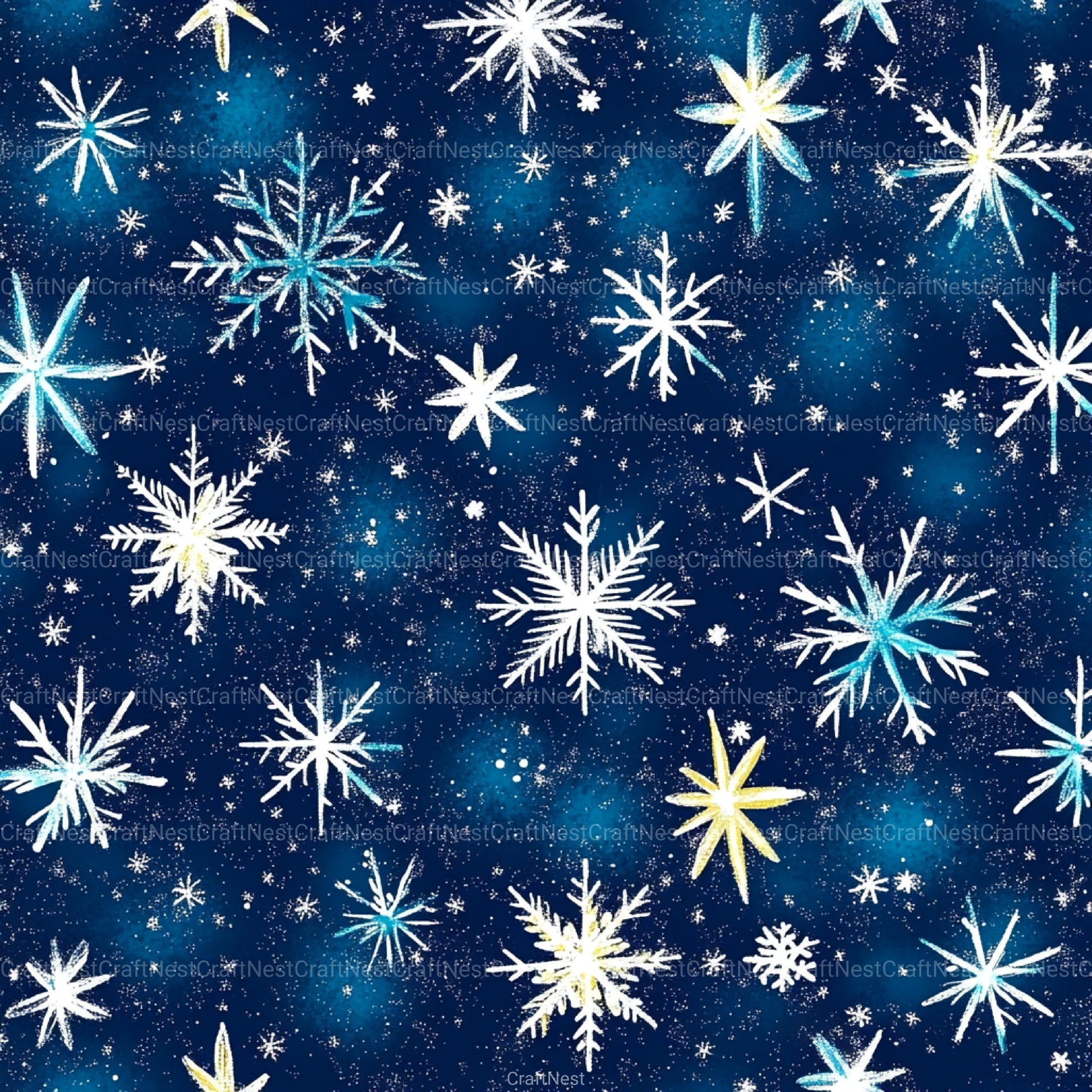 Stars & Snowflakes Winter Glitter Clipart Bundle - CraftNest - Digital Crafting and Art