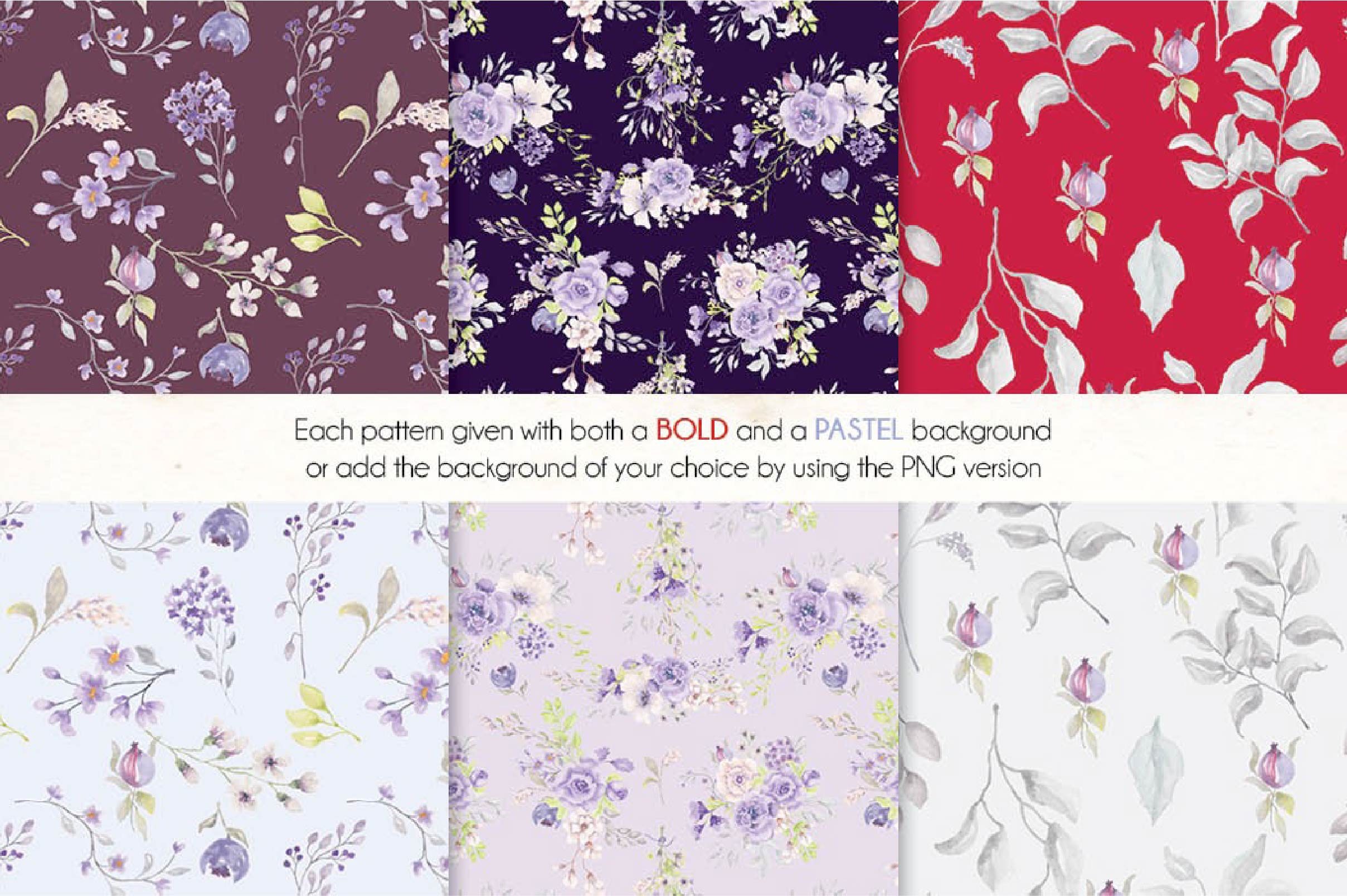 Floral Patterns In Purple And Blush Clipart Bundle - CraftNest - Digital Crafting and Art