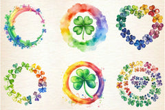 Rainbow Shamrock Circles Clipart Bundle - CraftNest - Digital Crafting and Art
