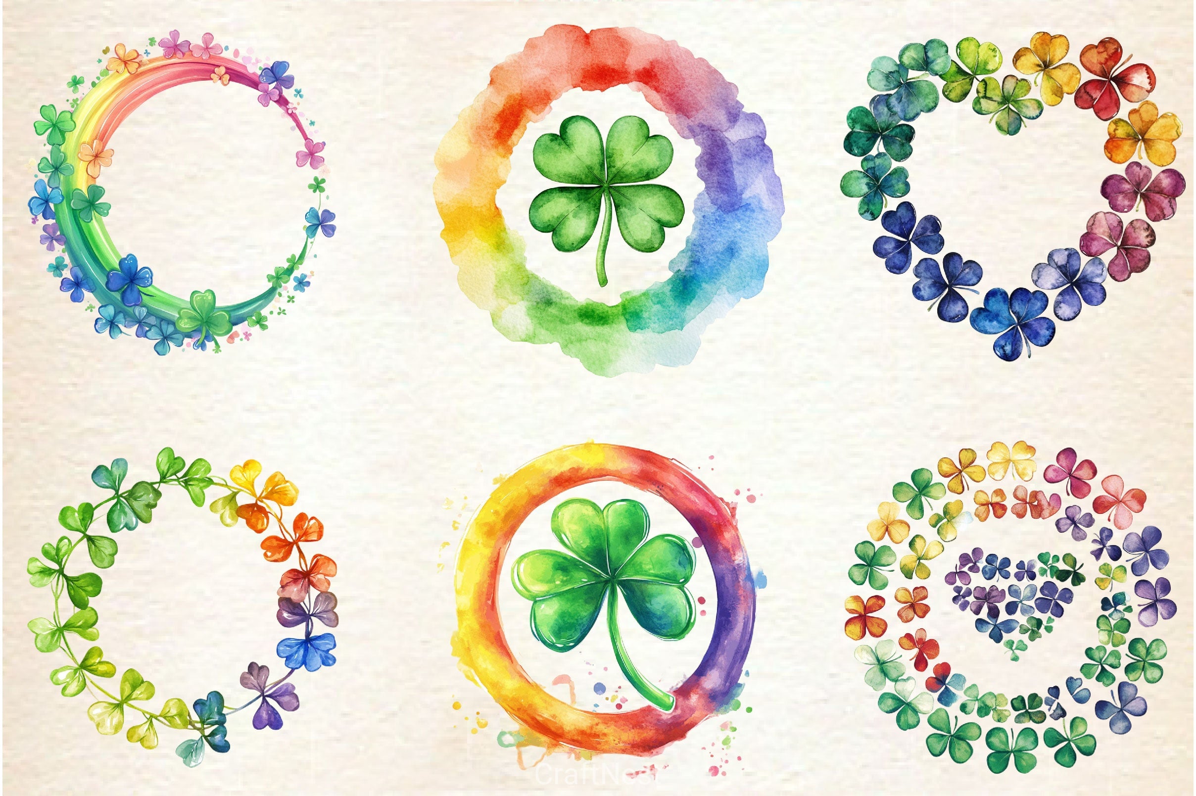 Rainbow Shamrock Circles Clipart Bundle - CraftNest - Digital Crafting and Art