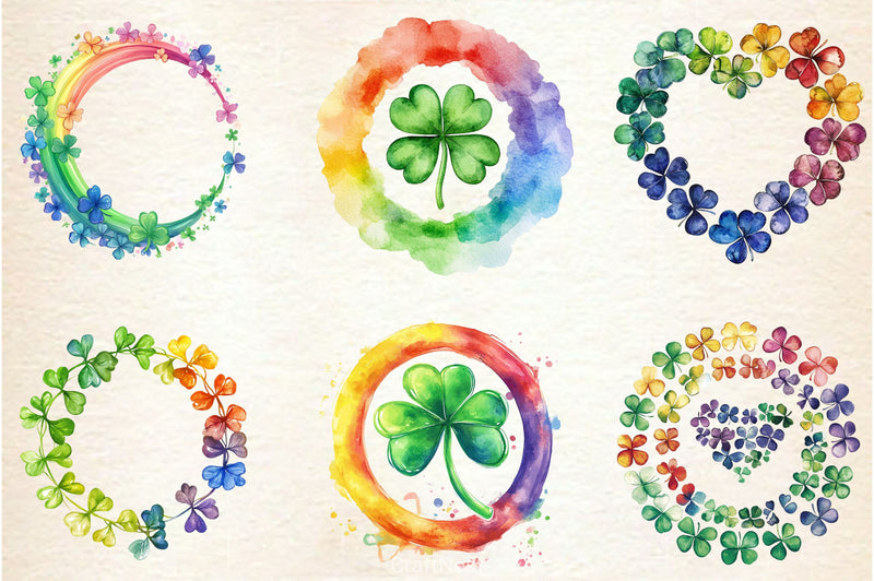 Rainbow Shamrock Circles Clipart Bundle - CraftNest - Digital Crafting and Art