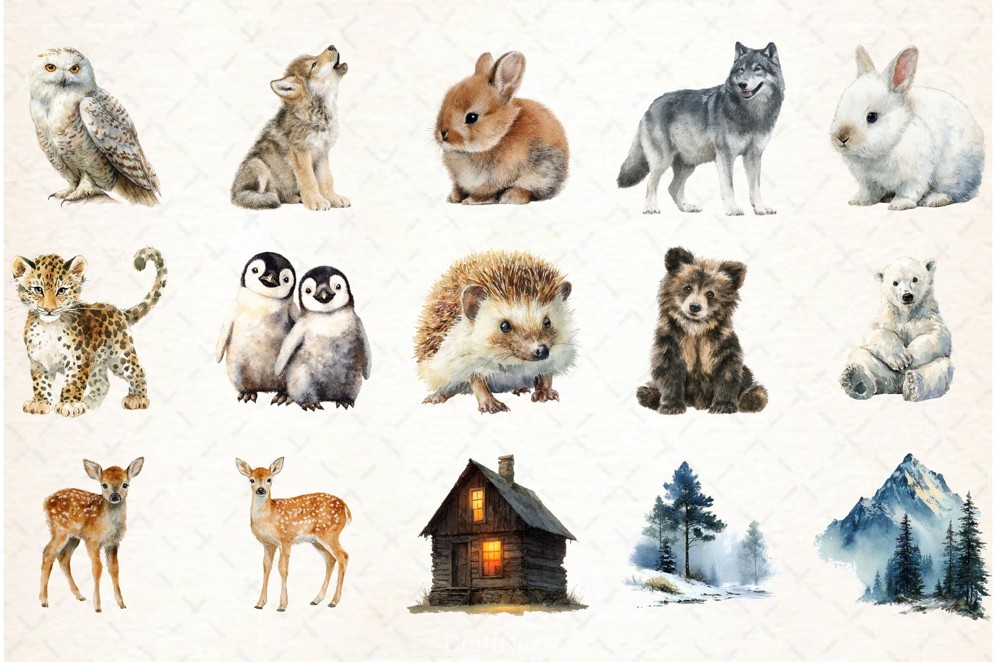 Winter Woodland Clipart Bundle - CraftNest - Digital Crafting and Art