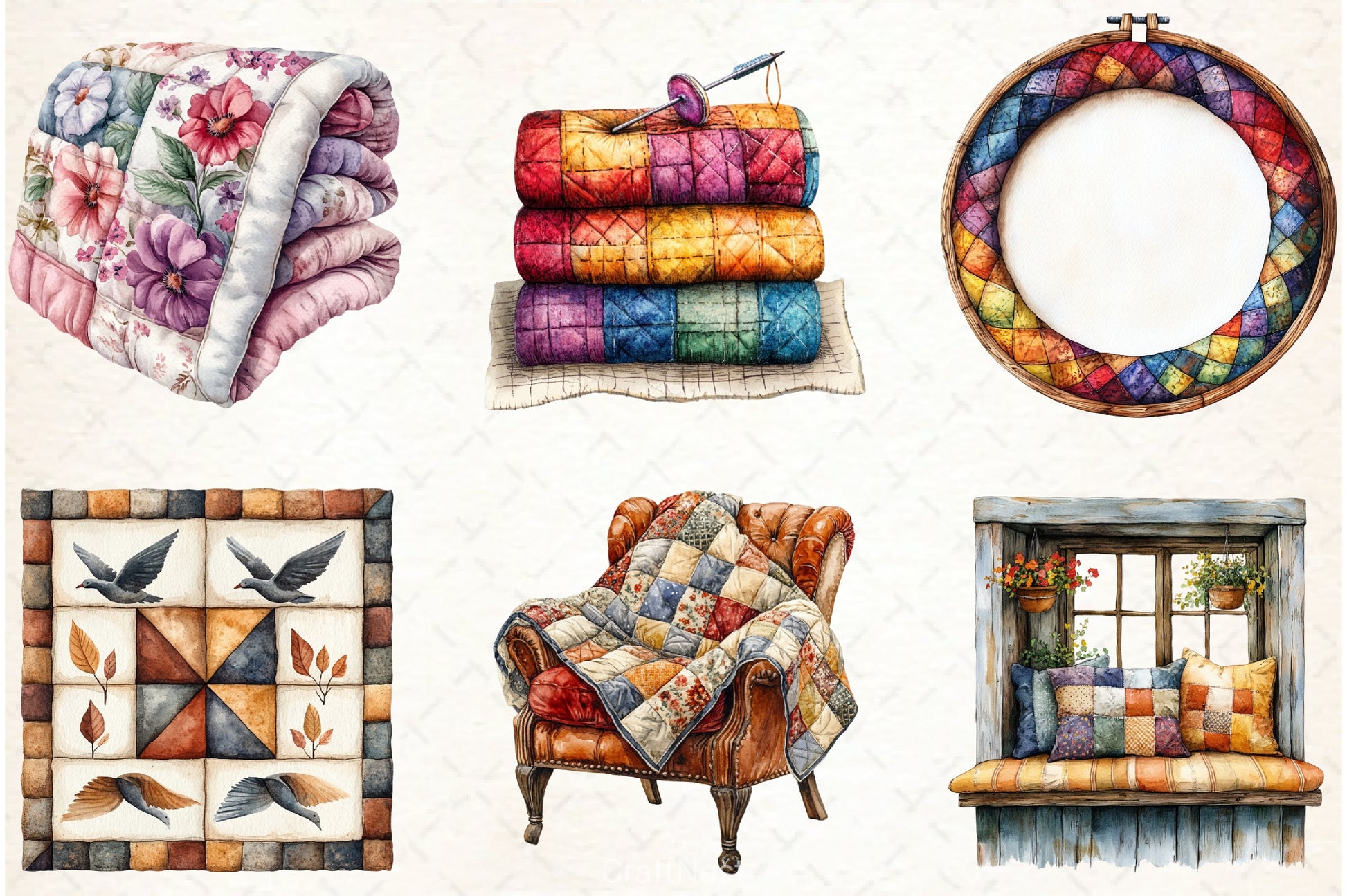 Cottage Quilts Clipart Bundle - CraftNest - Digital Crafting and Art