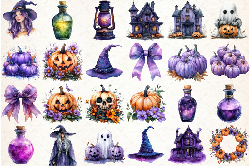Purple Pastel Halloween Clipart Bundle - CraftNest - Digital Crafting and Art
