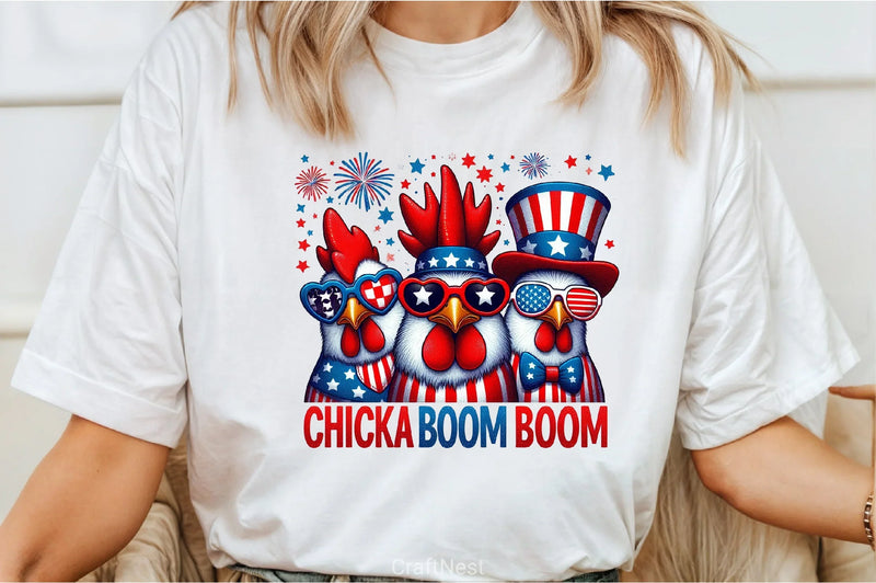 Patriotic Chicken USA 4th of July Clipart Bundle - CraftNest - Digital Crafting and Art