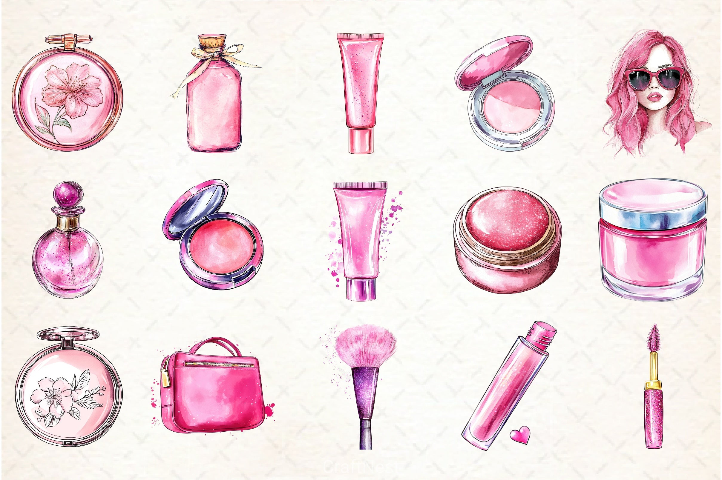 Pink Fashion & Cosmetic Clipart Bundle - CraftNest - Digital Crafting and Art