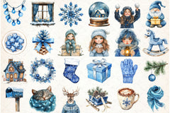Cozy Christmas Blue Clipart Bundle - CraftNest - Digital Crafting and Art