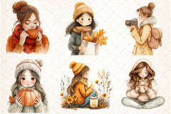 Autumn Girl Clipart Bundle 2 - CraftNest - Digital Crafting and Art