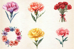 Carnation Flower Clipart Bundle 4 - CraftNest - Digital Crafting and Art