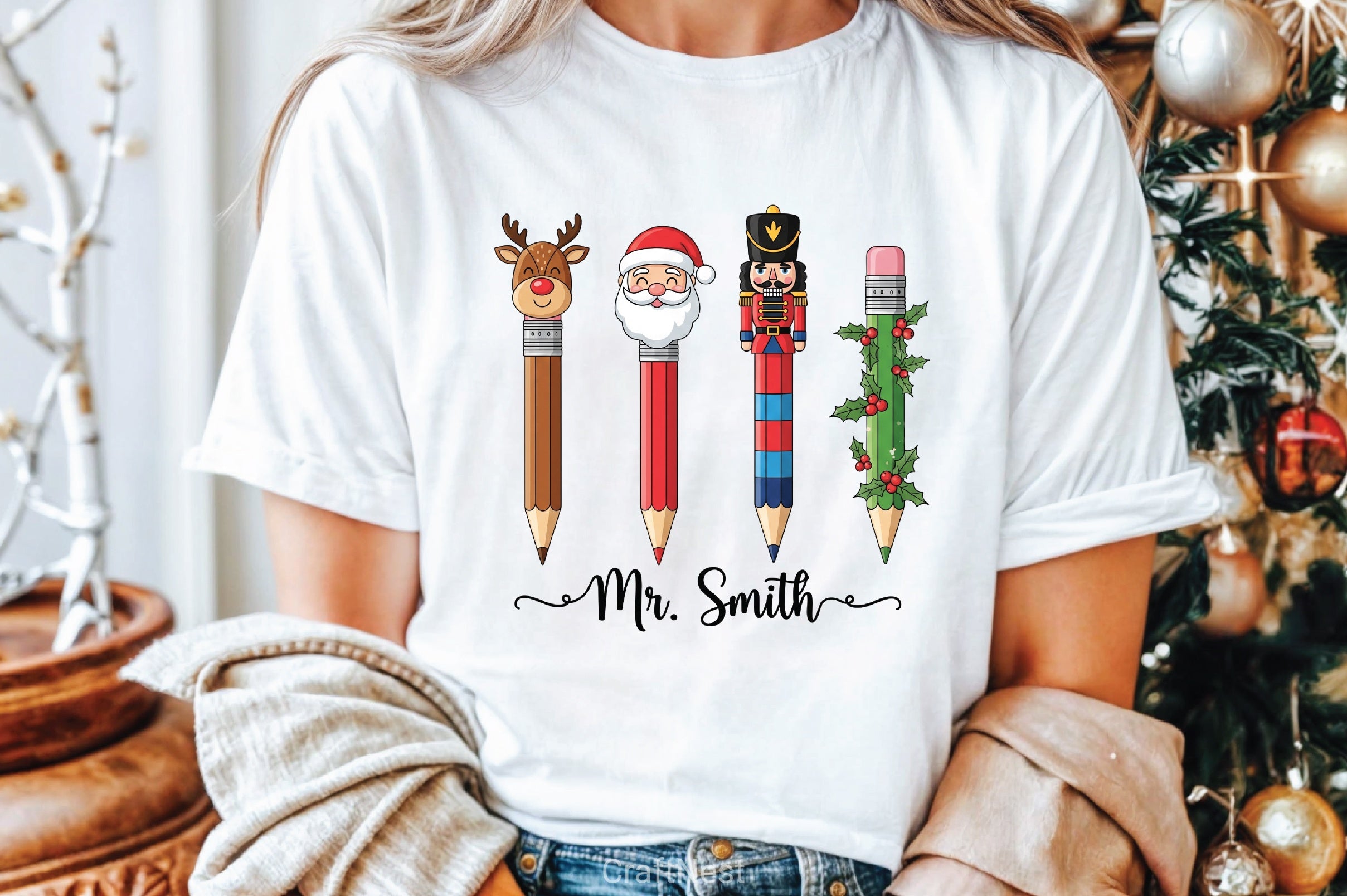 Christmas Pencils Teacher Clipart Bundle - CraftNest - Digital Crafting and Art