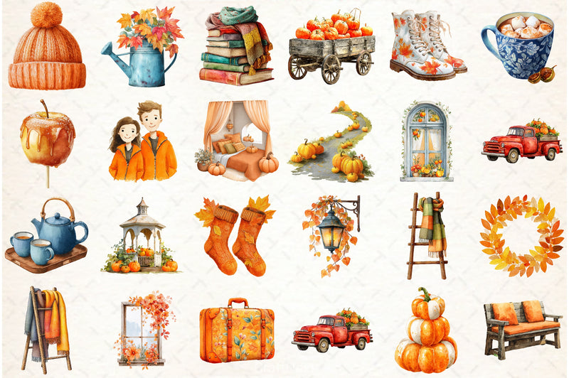 Burnt Orange Autumn Clipart Bundle 2 - CraftNest - Digital Crafting and Art