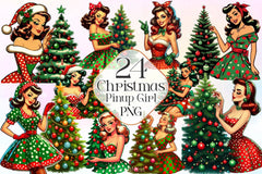 Vintage Christmas Pinup Girl Clipart Bundle 2 - CraftNest - Digital Crafting and Art