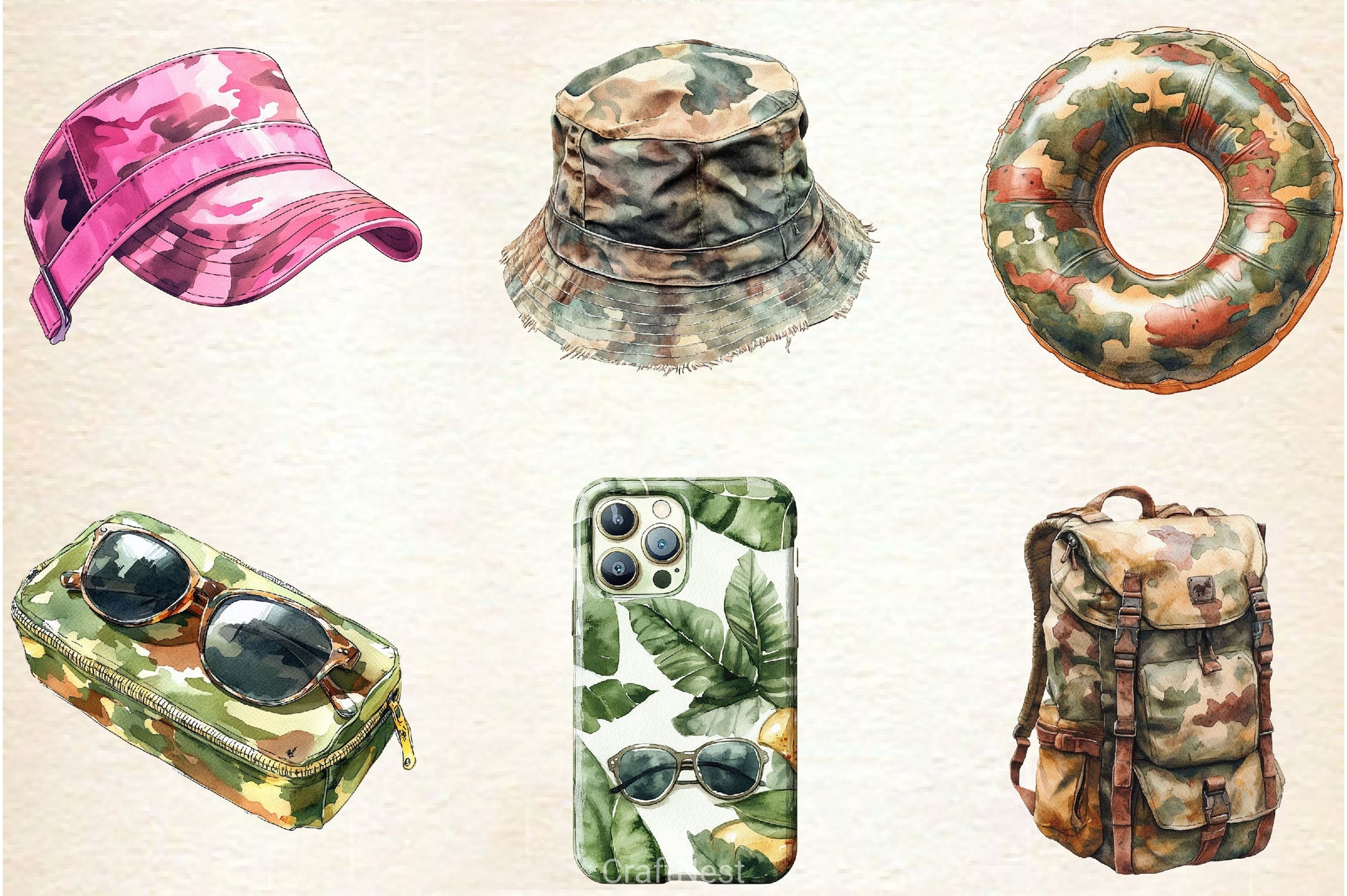Camouflage Summer Clipart Bundle - CraftNest - Digital Crafting and Art