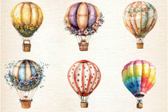 Summer Whimsical Hot Air Balloons Clipart Bundle - CraftNest - Digital Crafting and Art