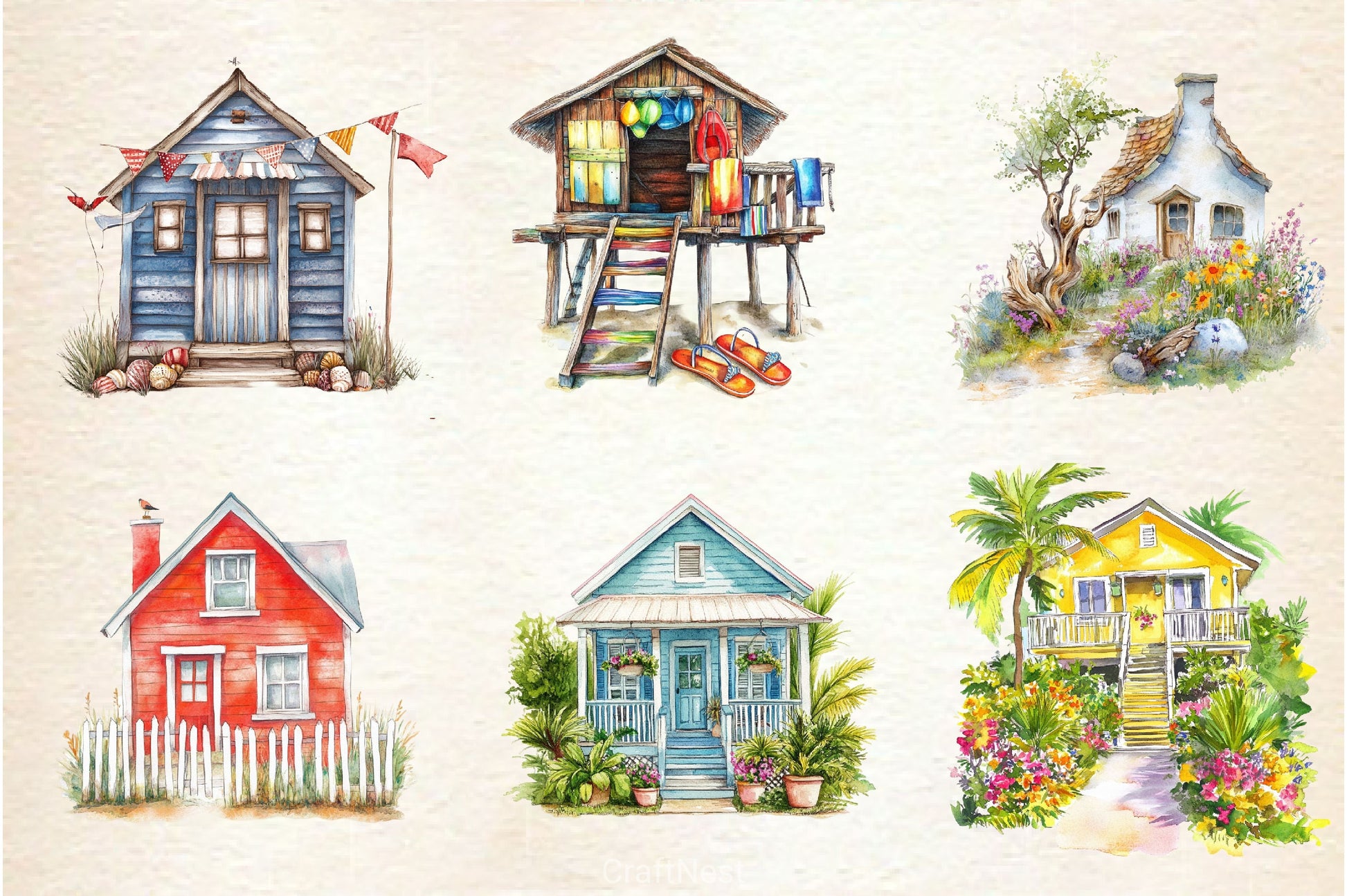 Summer Seaside Cottage Clipart Bundle 2 - CraftNest - Digital Crafting and Art