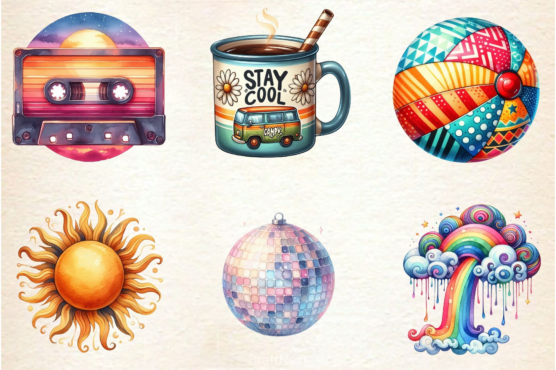 Groovy Summer Clipart Bundle 2 - CraftNest - Digital Crafting and Art