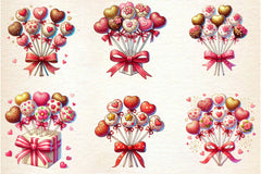 Valentine Cake Pop Bouquet Clipart Bundle - CraftNest - Digital Crafting and Art