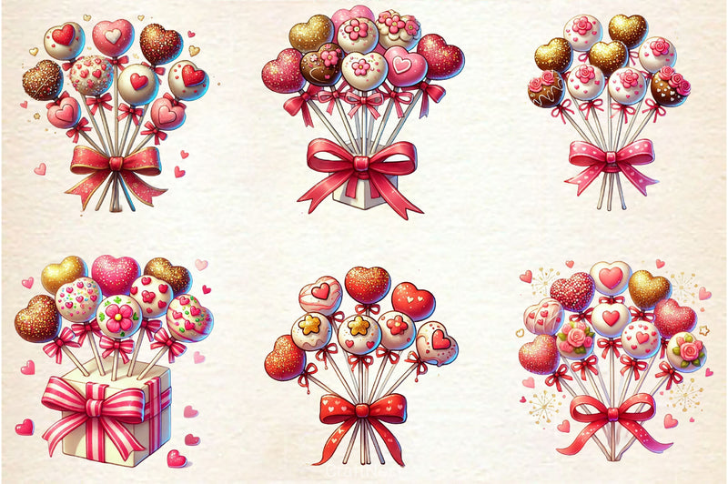 Valentine Cake Pop Bouquet Clipart Bundle - CraftNest - Digital Crafting and Art