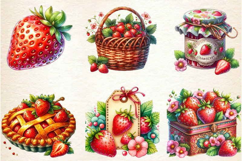 Summer Strawberry Clipart Bundle - CraftNest - Digital Crafting and Art